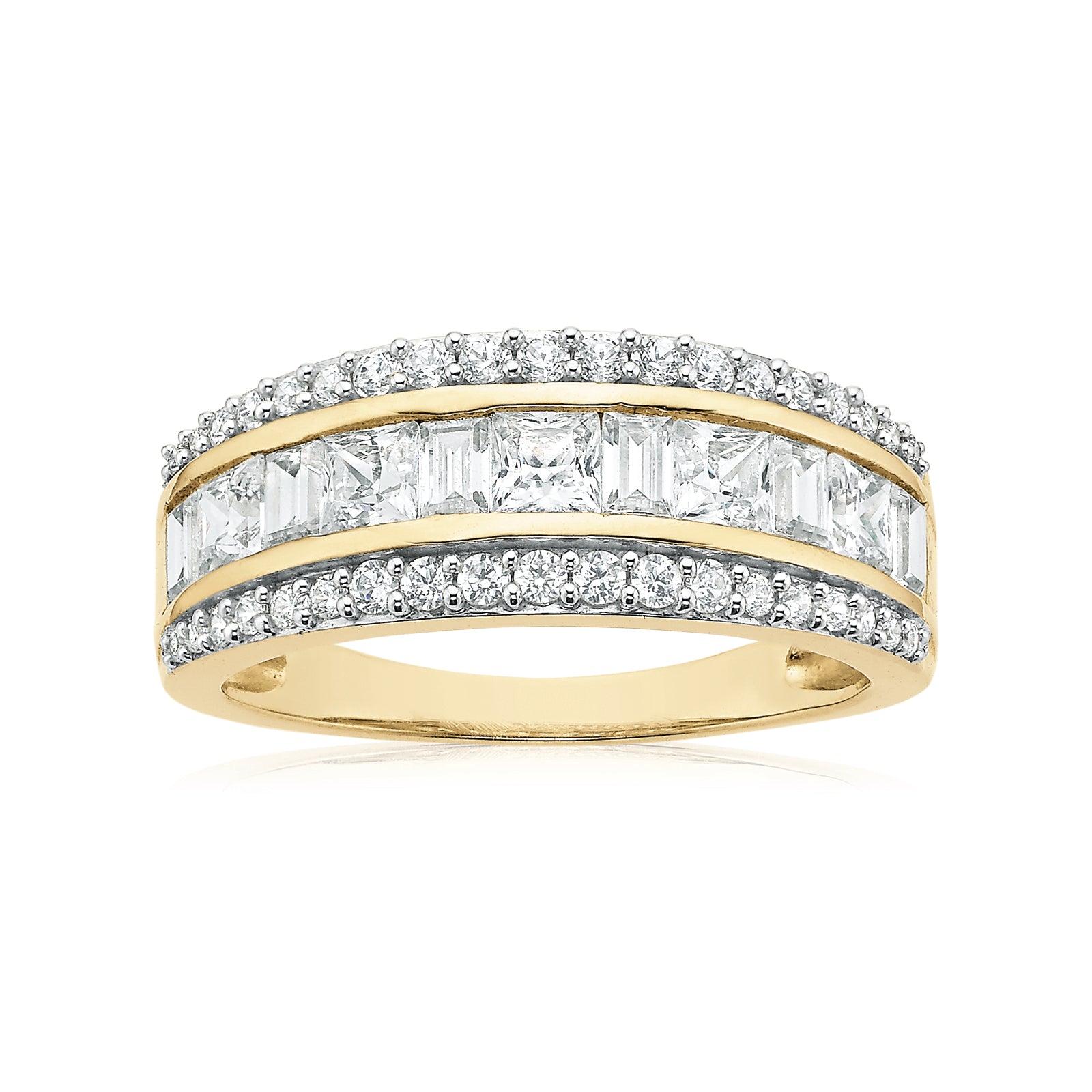 HUSH 9ct Yellow Gold Round Brilliant Cut 1 1/2 CARAT tw of Diamond Simulants Ring
