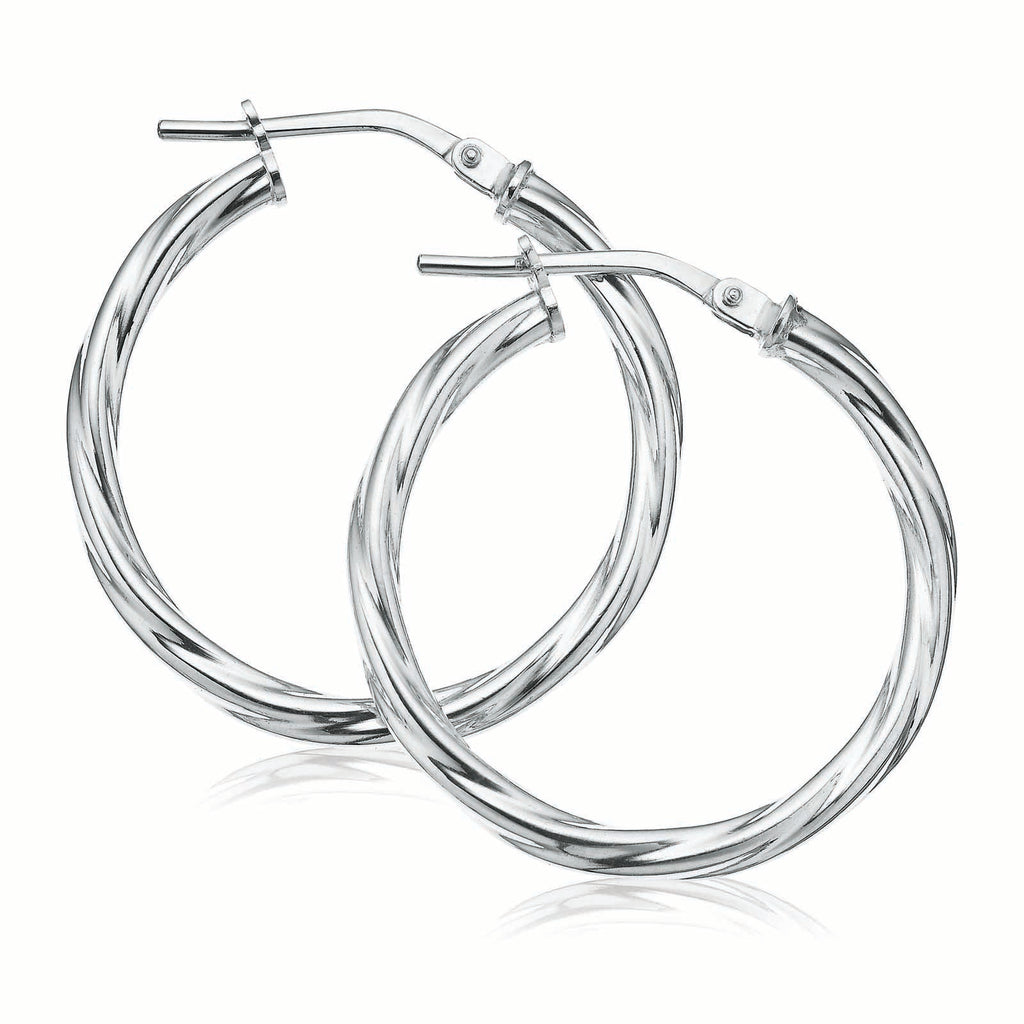 Sterling Silver 20mm Twist  Hoop Earrings