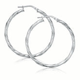 Sterling Silver 30mm Twist  Hoop Earrings