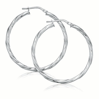Sterling Silver 30mm Twist  Hoop Earrings