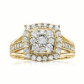 9ct Yellow Gold Round Brilliant Cut with 1 CARAT tw of Diamonds Dress Ring