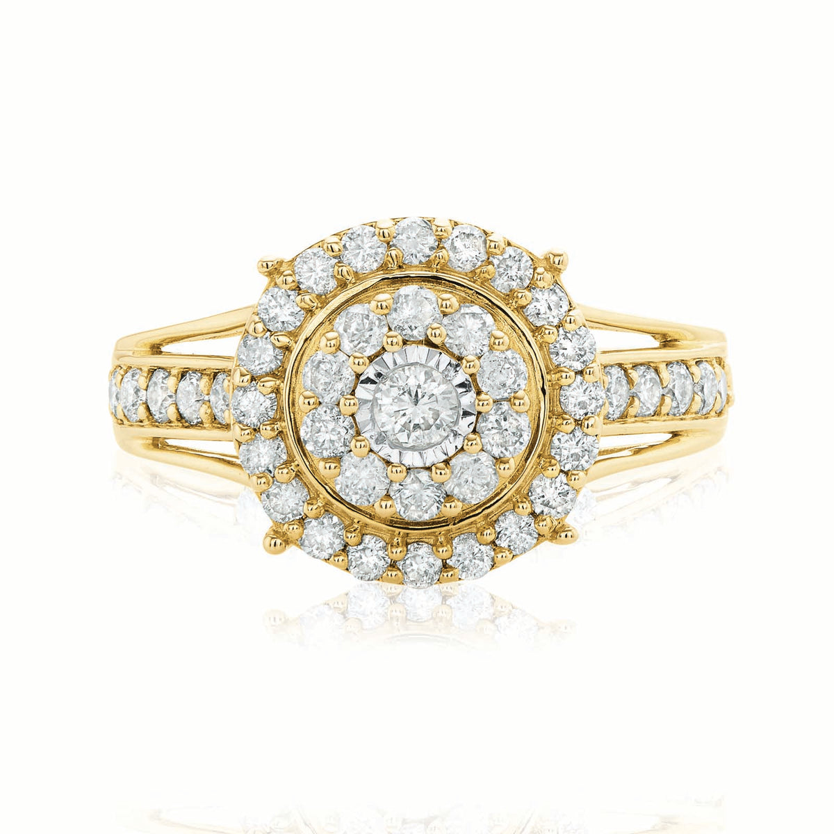9ct Yellow Gold Round Brilliant Cut with 1 CARAT tw of Diamonds Ring