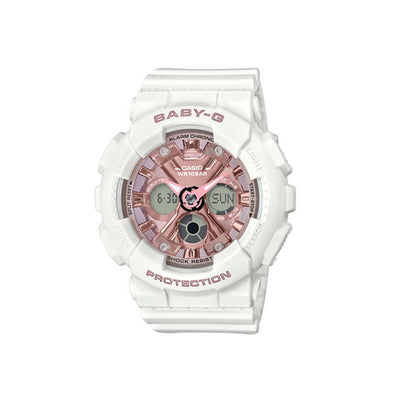 Baby-G BA130-7A1 White Resin Pink Dial 100WR Shock Resistant Watch