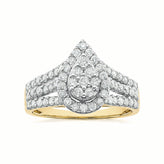 9ct Yellow Gold Round Brilliant Cut with 1 Carat tw of Diamonds Dress Ring