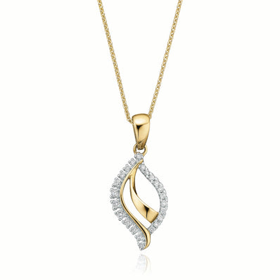 9ct Two Tone Gold  with 0.10 CARAT tw of Diamond Pendant