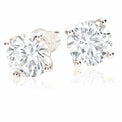 HUSH 9ct White Gold Round Brilliant Cut with 2 CARAT tw of Diamond Simulants  Stud Earrings