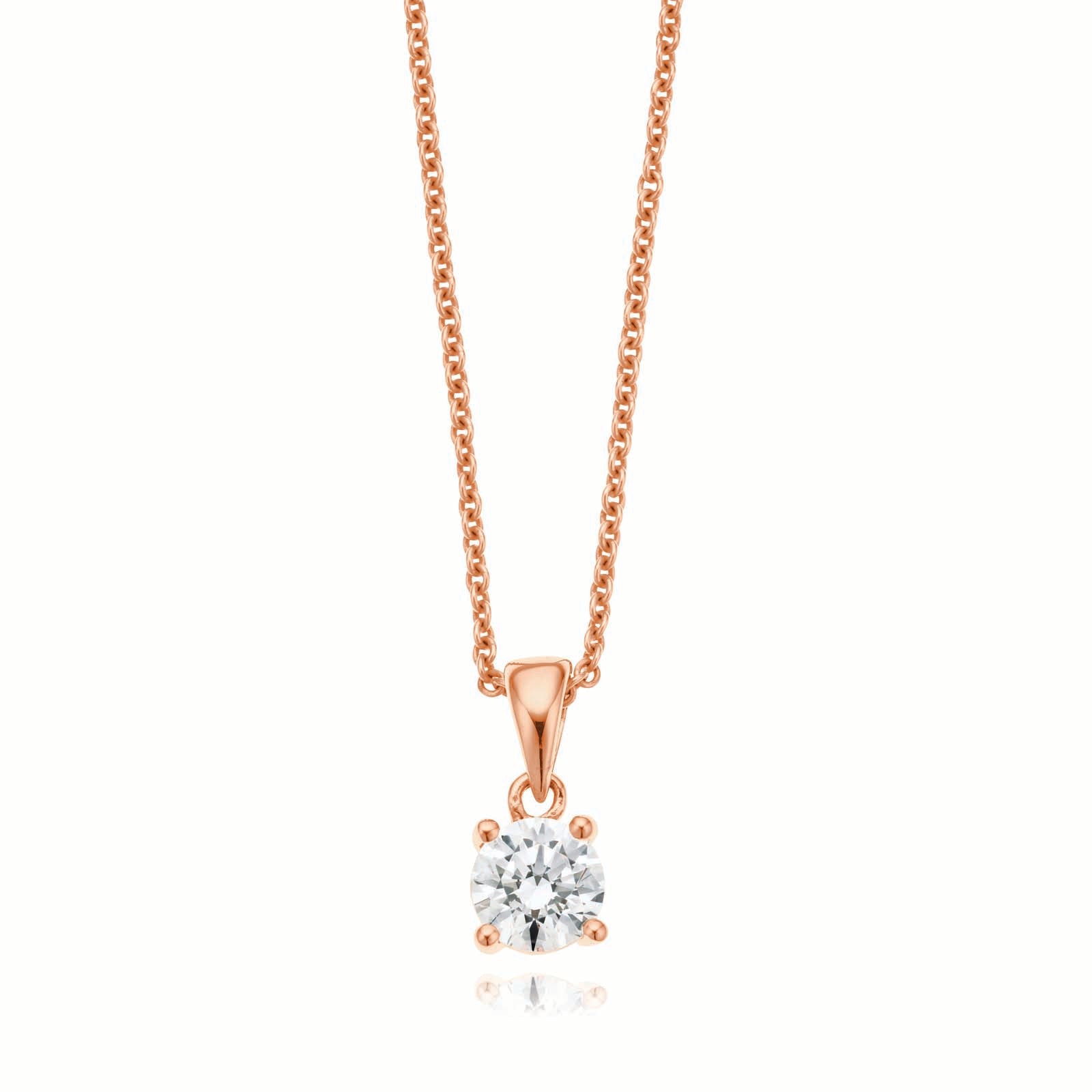 HUSH 9ct Rose Gold Round Brilliant Cut with 1/2 CARAT of Diamond Simulants Pendant