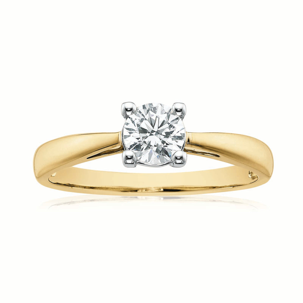 HUSH 9ct Two Tone Gold Round Brilliant Cut with 1/2 CARAT of Diamond Simulants Ring