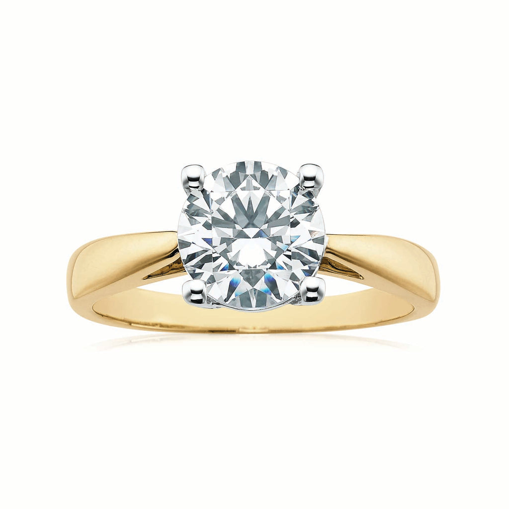 HUSH 9ct Two Tone Gold Round Brilliant Cut with 1 1/2 CARAT of Diamond Simulants Ring