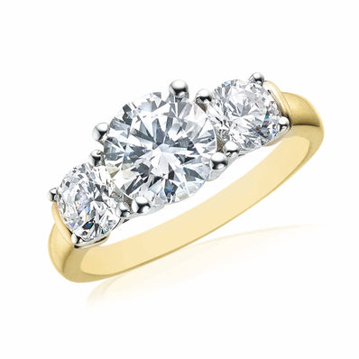 HUSH 9ct Two Tone Gold Round Brilliant Cut with 2 1/2 CARAT tw of Diamond Simulants Ring
