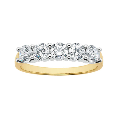 HUSH 9ct Two Tone Gold Round Brilliant Cut with 1 CARAT tw of Diamond Simulants Ring