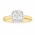 HUSH 9ct Two Tone Gold Cushion & Round Brilliant Cut with 1.25 CARAT tw of Diamond Simulants Ring