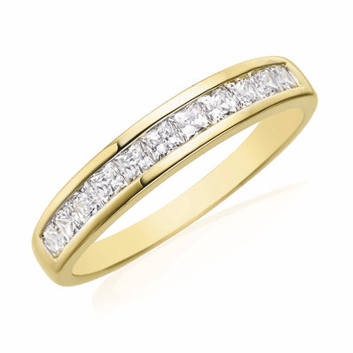 HUSH 9ct Yellow Gold Princess Cut with 1/2 CARAT tw of Diamond Simulants Ring