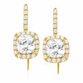HUSH 9ct Yellow Gold Cushion & Round Brilliant Cut with 2.40 CARAT tw of Diamond Simulants Drop Earrings