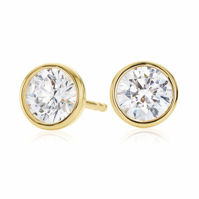 HUSH 9ct Yellow Gold Round Brilliant Cut with 1 CARAT tw of Diamond Simulants  Stud Earrings