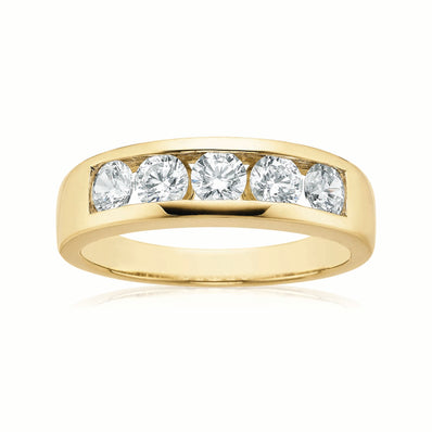 HUSH 9ct Yellow Gold Round Brilliant Cut with 1 CARAT tw of Diamond Simulants Ring