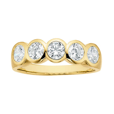 HUSH 9ct Yellow Gold Round Brilliant Cut with 1.25 CARAT tw of Diamond Simulants Ring