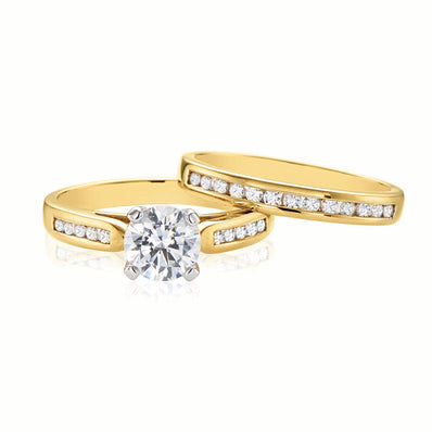 HUSH 9ct Two Tone Gold Round Brilliant Cut with 1.25 CARAT tw of Diamond Simulants Ring