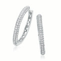 Sterling Silver Round 24mm White Cubic Zirconia  Huggie Earrings