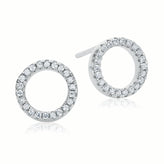Sterling Silver Cubic Zirconia Open Circle Stud Earrings