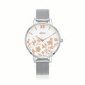 Eclipse Silver Tone Floral Watch 7534-1CB