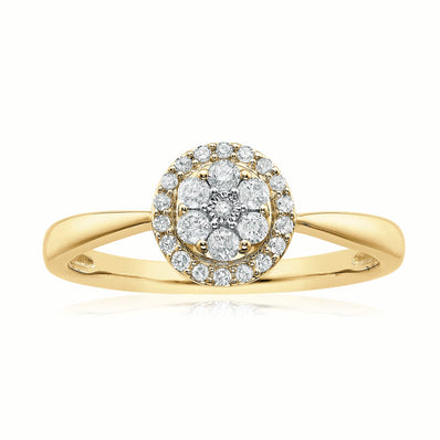 9ct Yellow Gold Round Brilliant Cut with 1/4 CARAT tw of Diamonds Ring