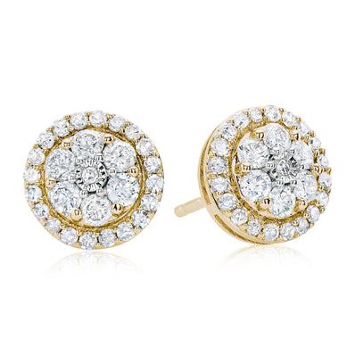 9ct Yellow Gold Round Brilliant Cut with 1/2 CARAT tw of Diamonds Stud Earrings