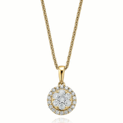 9ct Yellow Gold Round Brilliant Cut 1/4 Carat tw of Diamonds Pendant