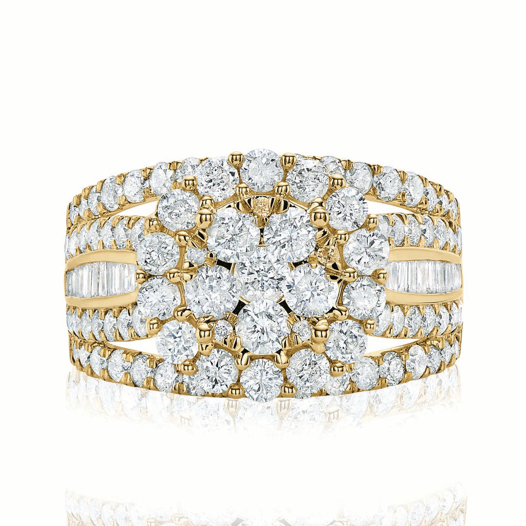 9ct Yellow Gold Round Brilliant Cut with 3 CARAT tw of Diamonds Ring