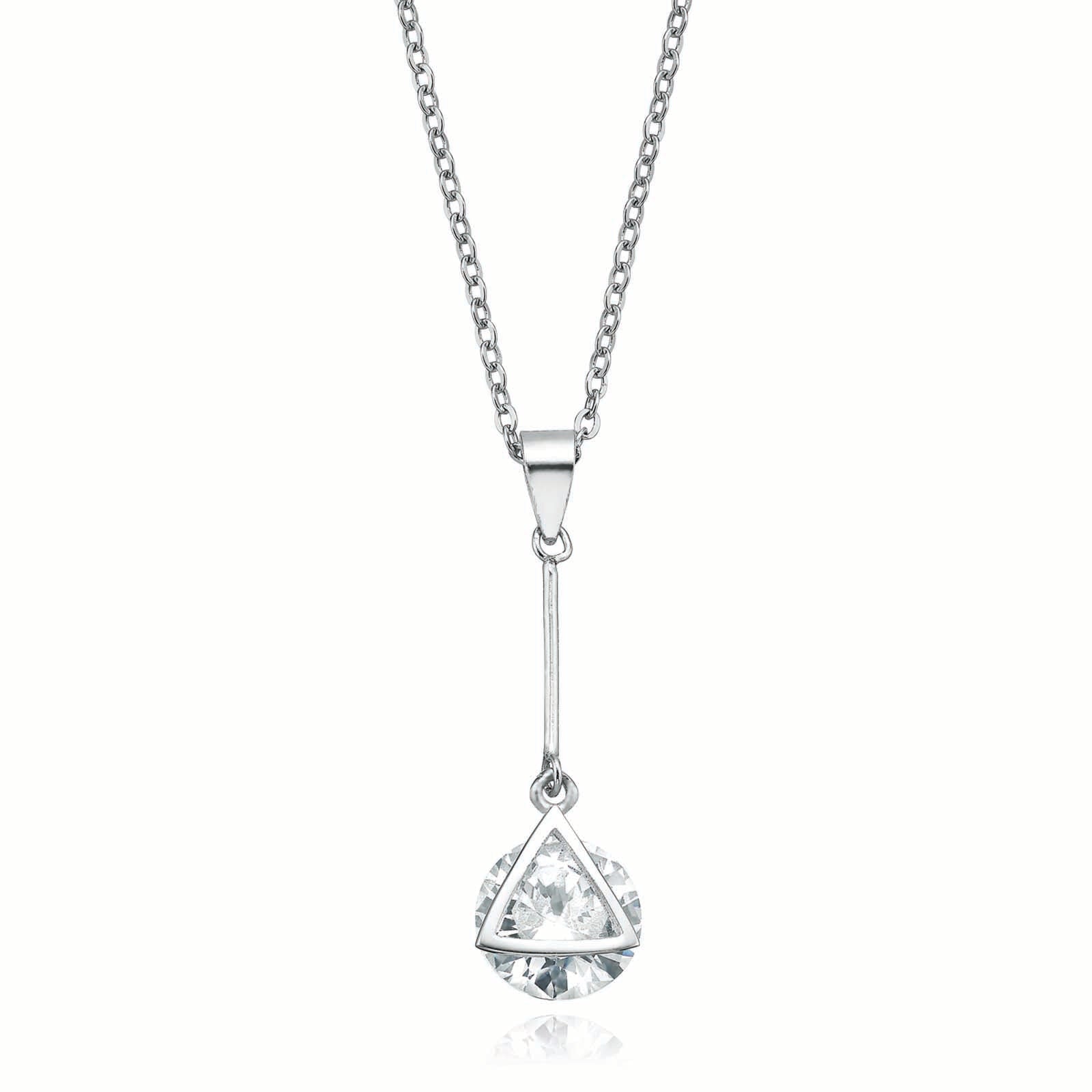 Sterling Silver 45cm Cubic Zirconia Drop Necklace