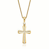 9ct Yellow Gold Cubic Zirconia Cross Pendant
