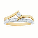 9ct Two Tone Gold Cubic Zirconia Double Row Ring