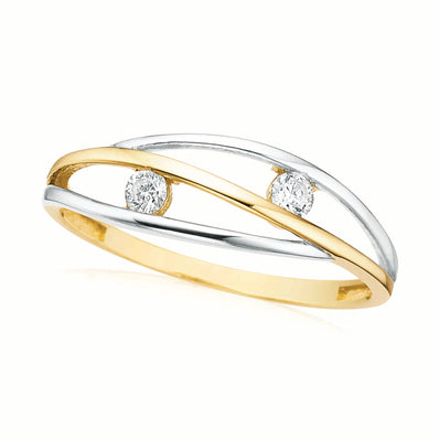 9ct Two-Tone Gold Cubic Zirconia Ring