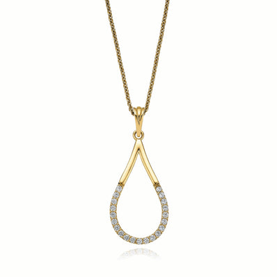 9ct Yellow Gold Cubic Zirconia Tear Drop Pendant