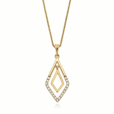 9ct Yellow Gold Cubic Zirconia Diamond Drop Pendant