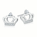 Sterling Silver Cubic Zirconia Crown Stud Earrings