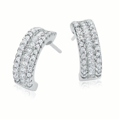 Sterling Silver Cubic Zirconia  Huggie Earrings