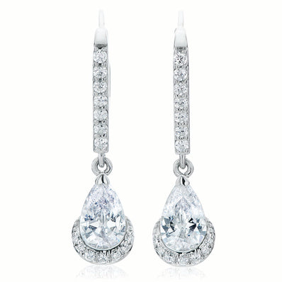 Sterling Silver Cubic Zirconia Tear  Drop Earrings