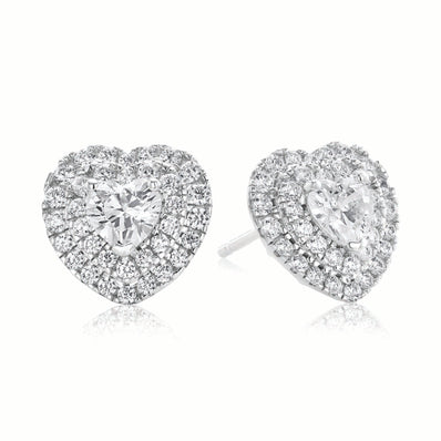 Sterling SilverCubic Zirconia Heart  Stud Earrings