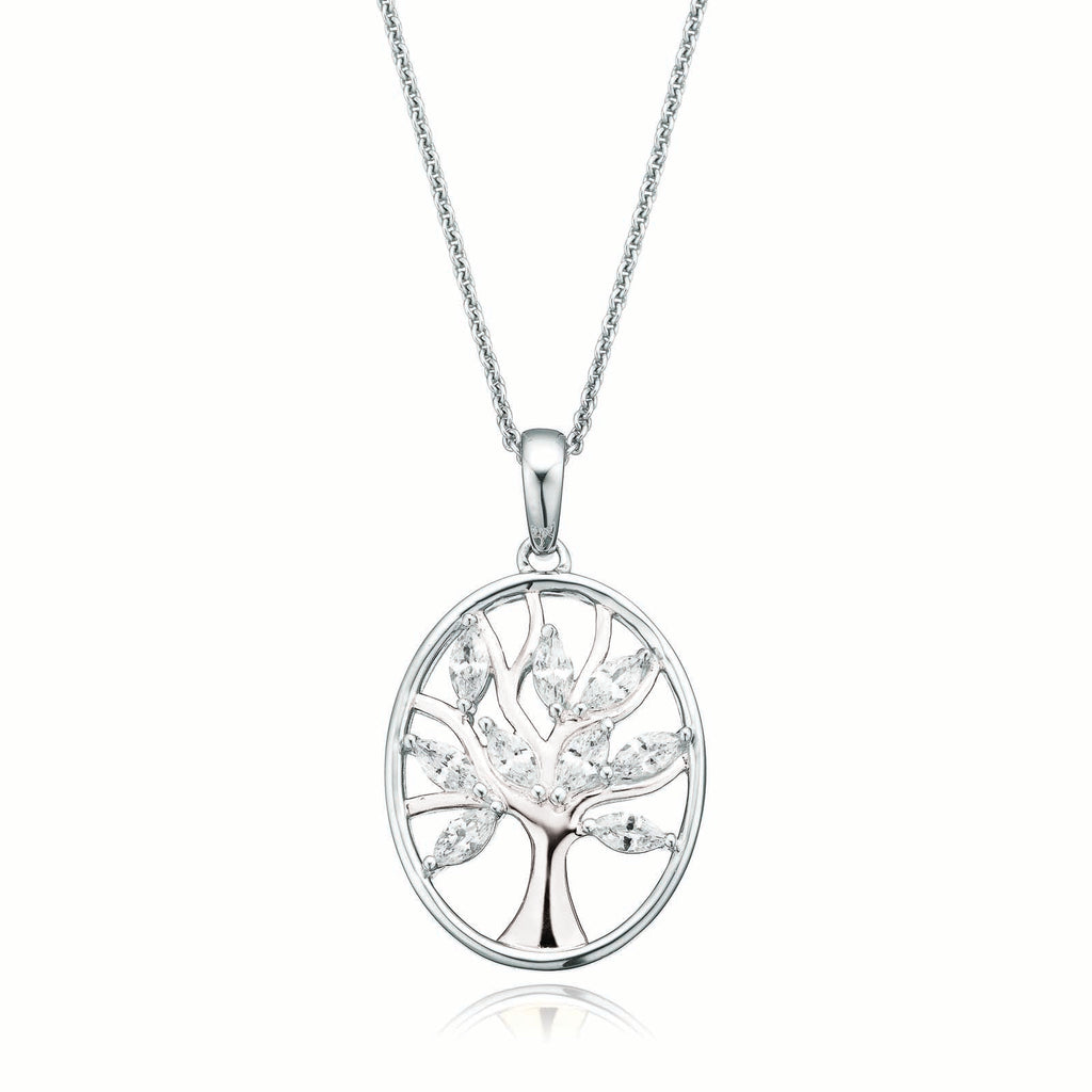 Sterling Silver Cubic Zirconia Tree of life Pendant