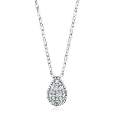 Sterling Silver Round Cut Cubic Zirconia Teardrop Pendant