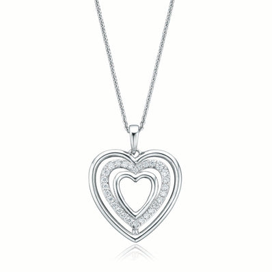 Sterling Silver Cubic Zirconia Heart Pendant