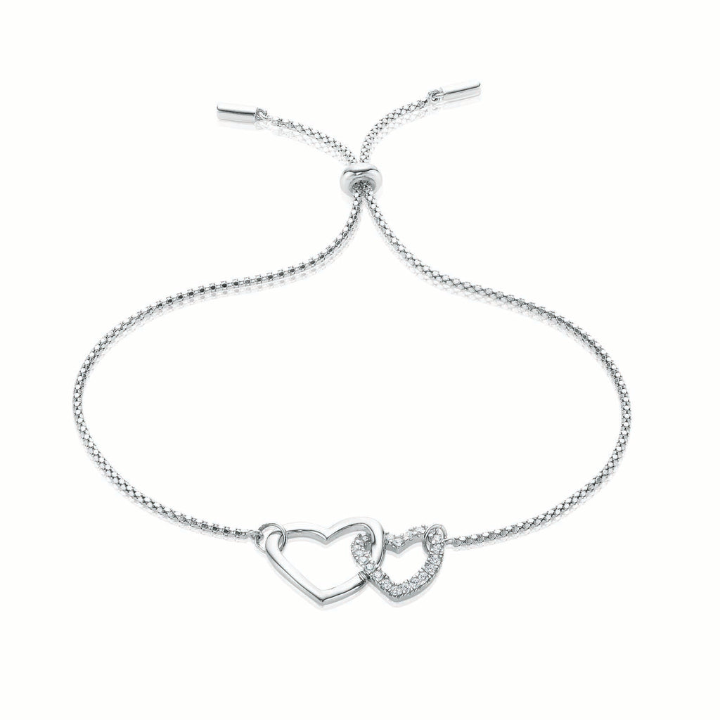 Sterling SilverCubic Zirconia Double Heart Bracelet