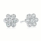 Cubic Zirconia Flower Stud Earrings