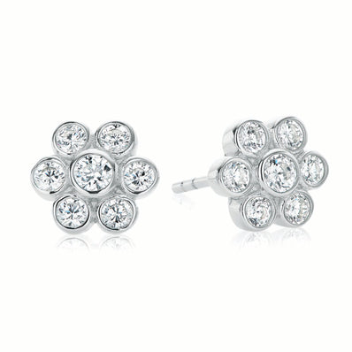 Cubic Zirconia Flower Stud Earrings