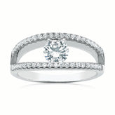 Sterling Silver Cubic Zirconia Split Bar Ring