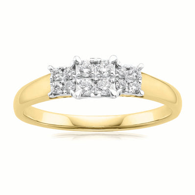 9ct Two Tone Gold Round Brilliant Cut 1/4 CARAT tw of Diamonds Ring