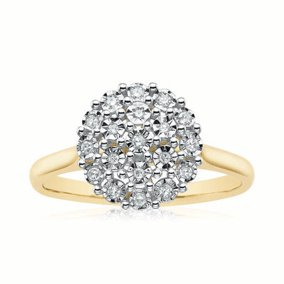 9ct Two Tone Gold Round Brilliant Cut 0.10 CARAT tw of Diamonds Ring