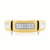 9ct Yellow Gold0.10 CARAT tw of Diamonds Double Row Mens Ring