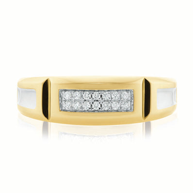 9ct Yellow Gold0.10 CARAT tw of Diamonds Double Row Mens Ring